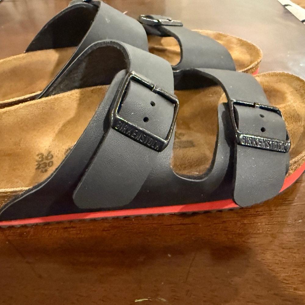 Birkenstock Black Sandals with Red Sole